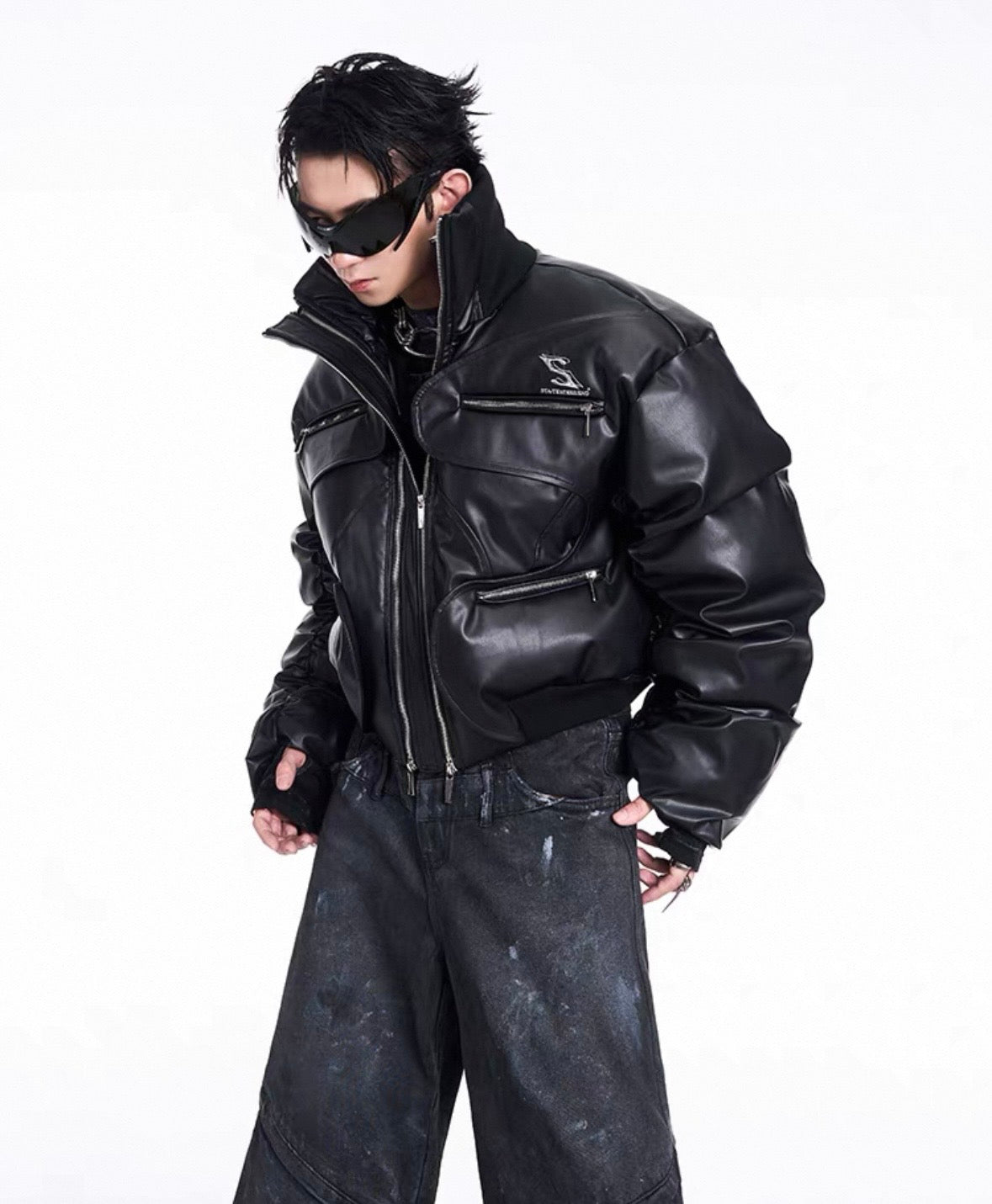 STARTEXCEEDEND PU Leather Bomber Jacket