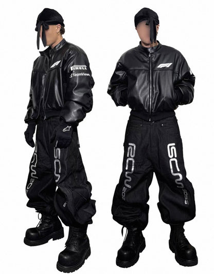 RYE CHASIN PU Leather Bomber Jacket