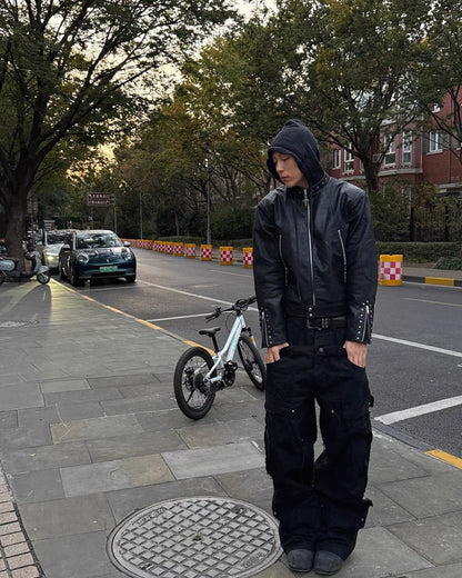 TH4SWE Hoodie PU Lether Jacket