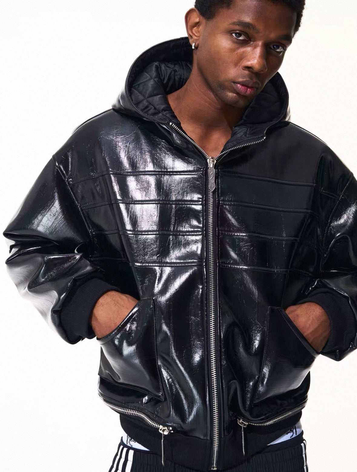 FOURTH3EX PU Leather Short Jacket