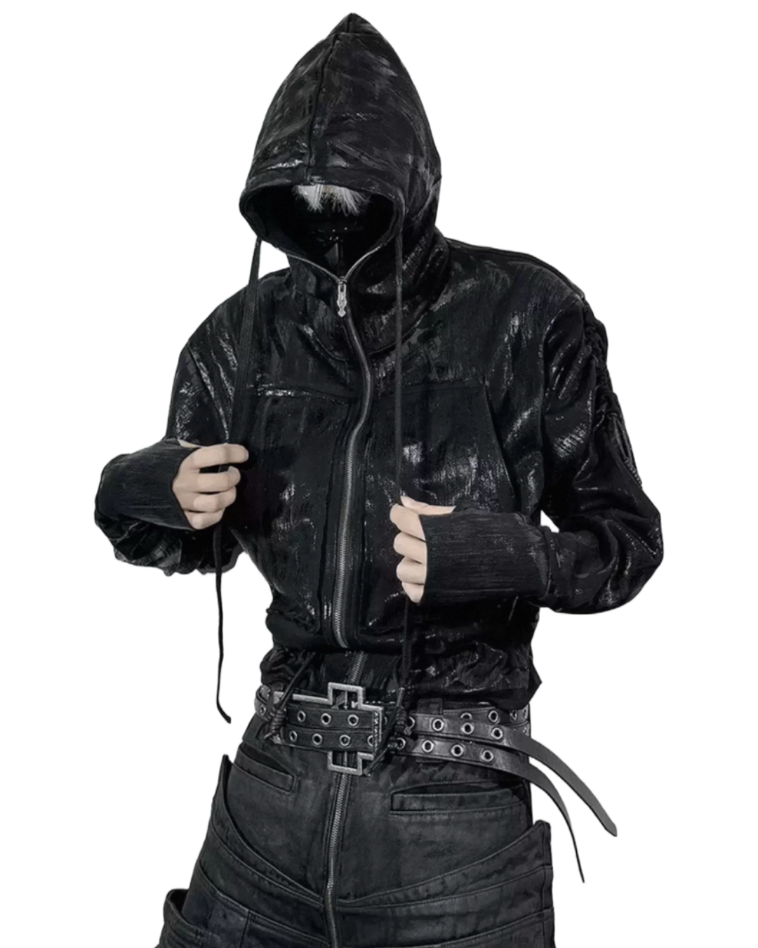 ATANOTHINGNESS Metallic Gloss Hoodie Jacket