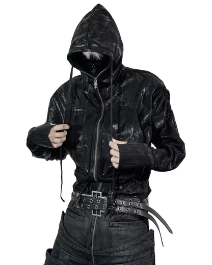 ATANOTHINGNESS Metallic Gloss Hoodie Jacket