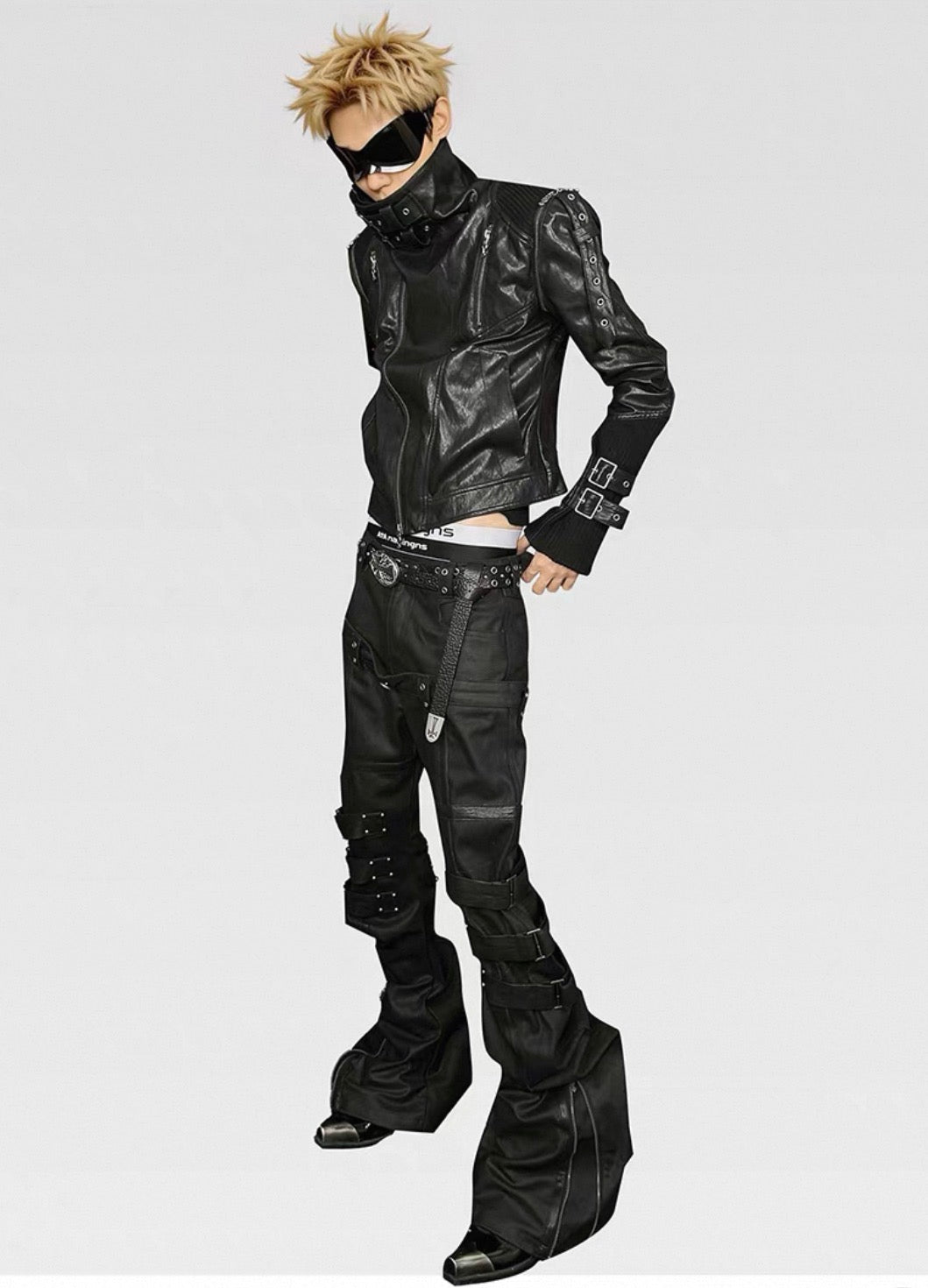 ATANOTHINGNESS Cross PU leather Jacket