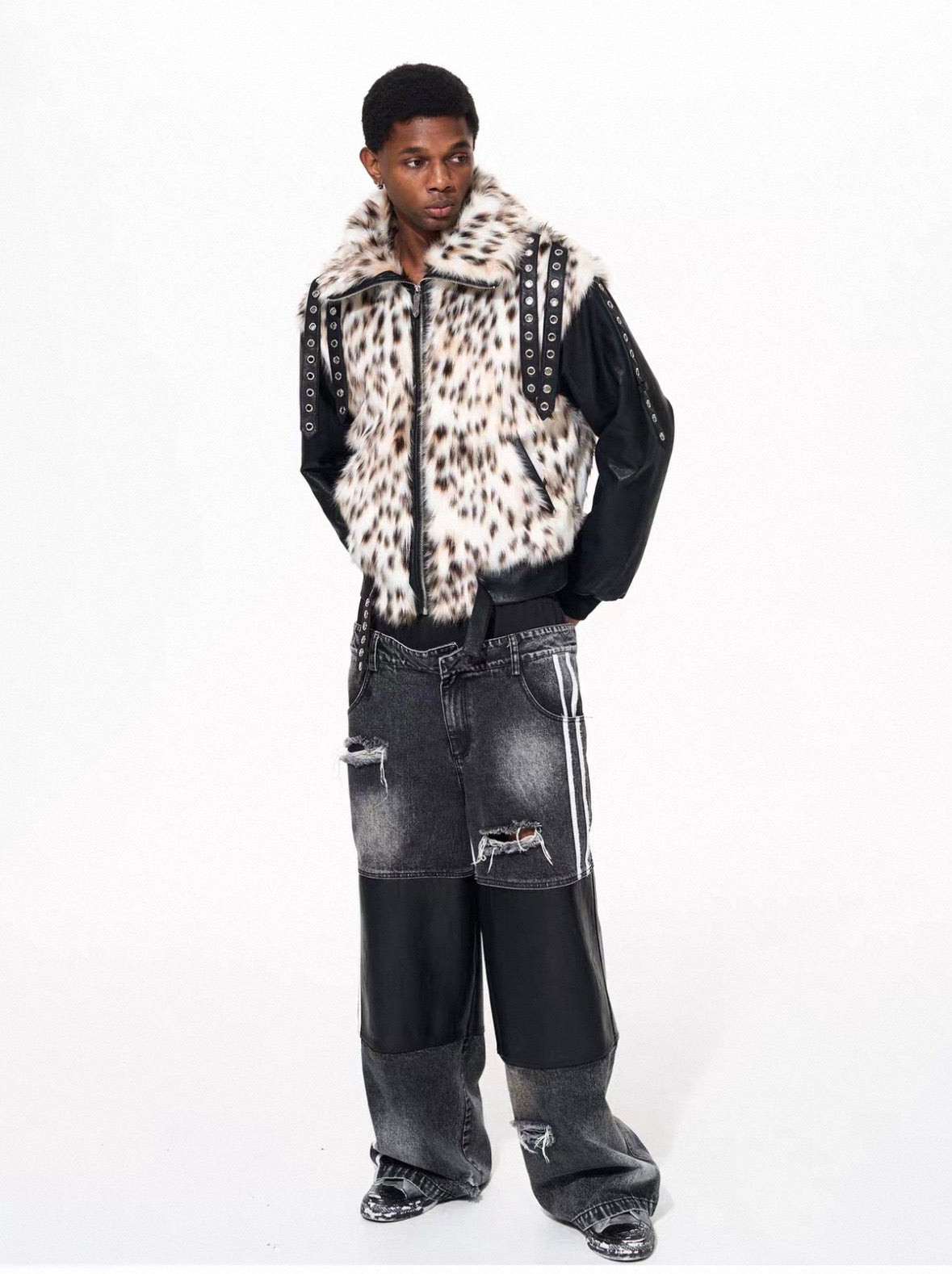 FOURTH3EX Far PU Leather Jacket