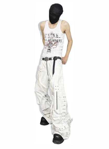 ATANOTHINGNESS Double Waist White Pants