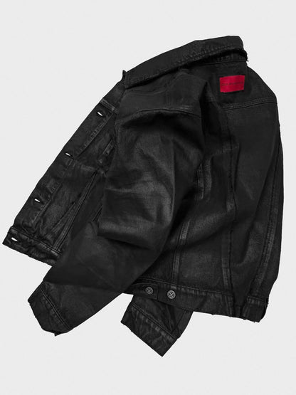 Vintage Washed Cotton Long Sleeve Cut-Out Jacket