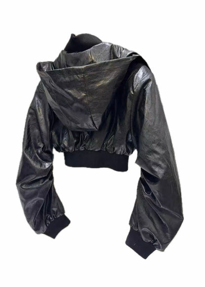 SELFISH SELECT Cropped PU Leather Jacket