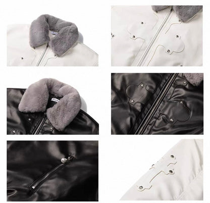 PAIKI PU Leather Bomber Jacket