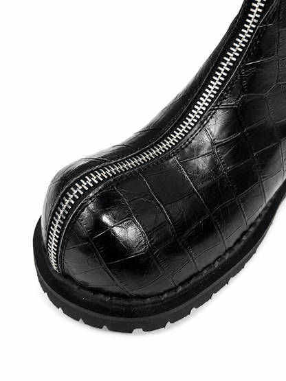 Leather Double-Zip Motorcycle Boots