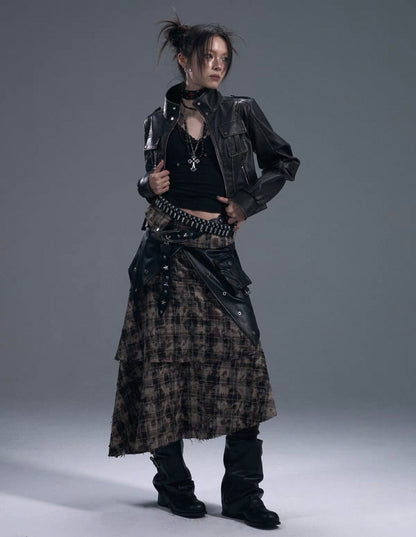 FRUSTRATION GARDEN Cropped PU leather Jacket