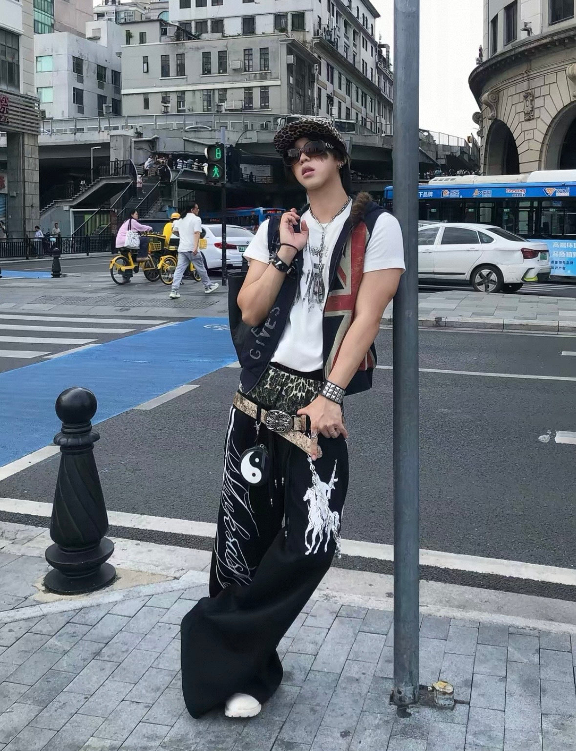 Double Waist Leopard Wide Sweatpants