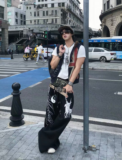 Double Waist Leopard Wide Sweatpants