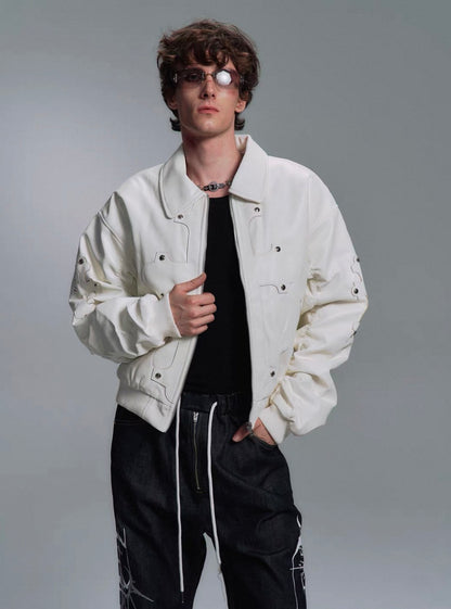 PAIKI PU Leather Bomber Jacket
