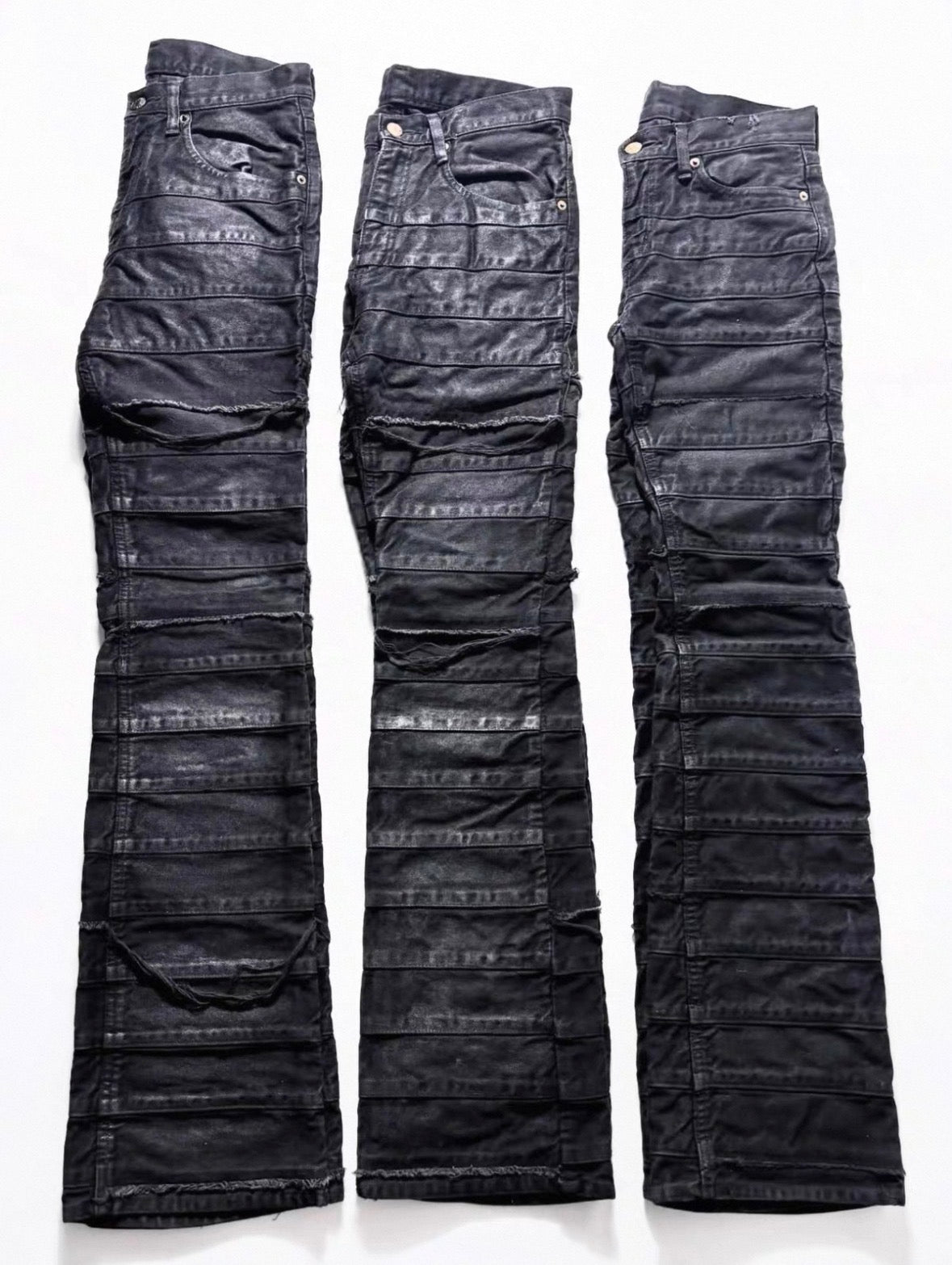 VTPIONEER Distressed Rib Flare Jeans