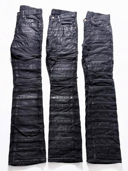 VTPIONEER Distressed Rib Flare Jeans