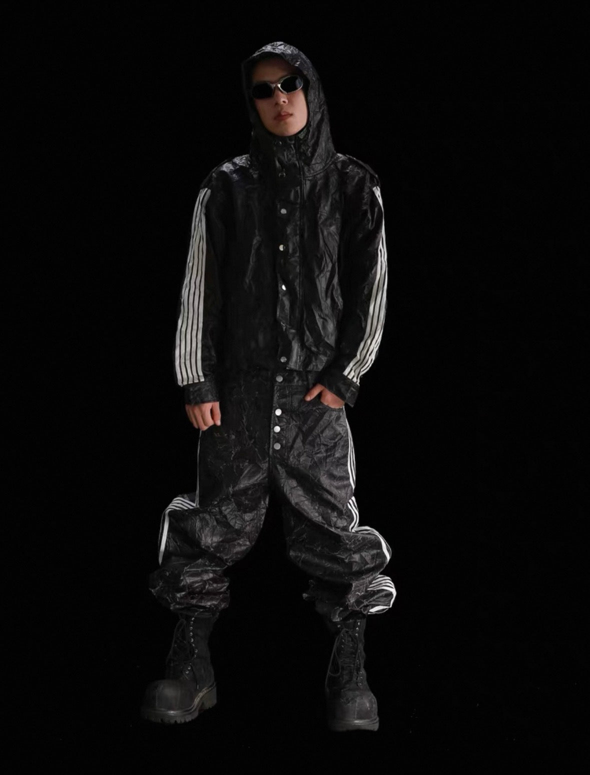 99CLUB PU Leather Line Jacket