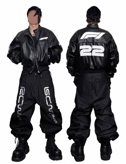 RYE CHASIN PU Leather Bomber Jacket