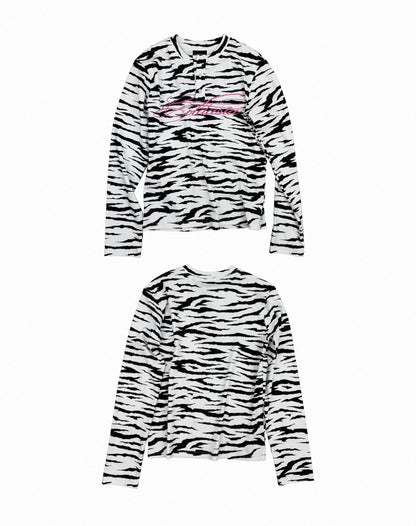NUMB ASIA フラッシュプリント ゼブラ 長袖Tシャツ SELFISH