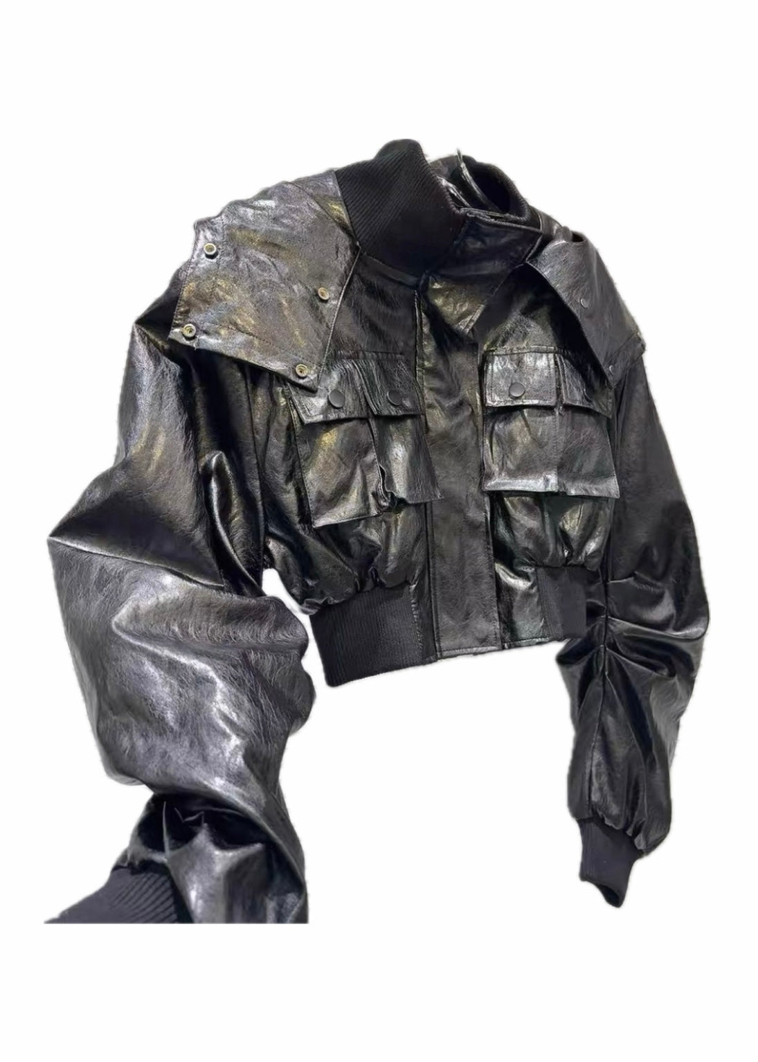 SELFISH SELECT Cropped PU Leather Jacket