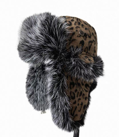 Winter Leopard-Print Trapper Hat