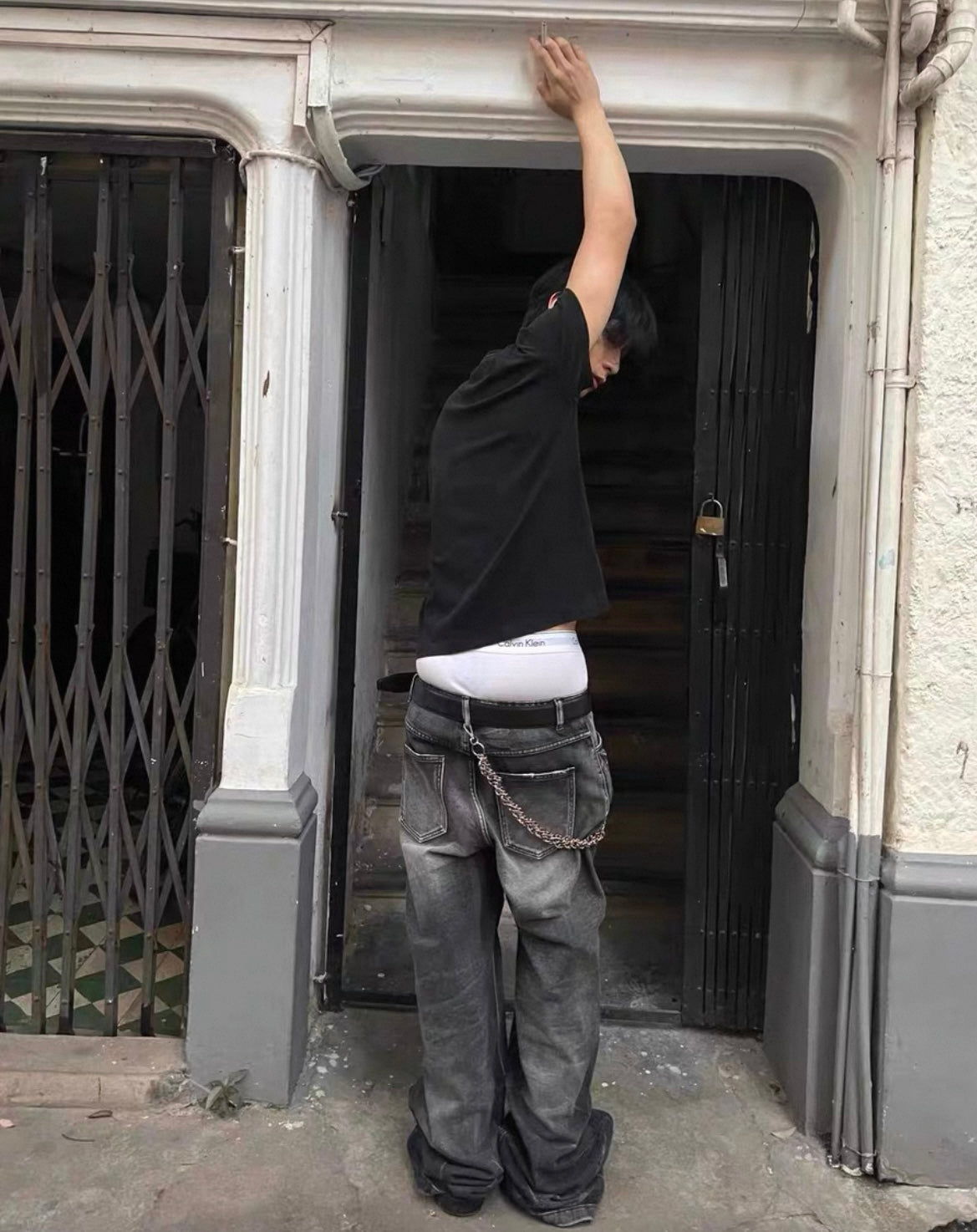 NO E MOSEN Washed Black Baggy Jeans