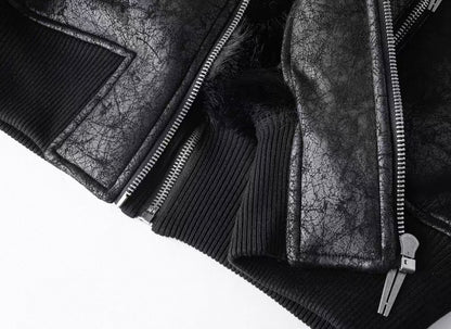 REBEL WAVE PU Leather Far Jacket
