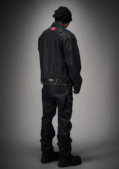 Vintage Washed Cotton Long Sleeve Cut-Out Jacket