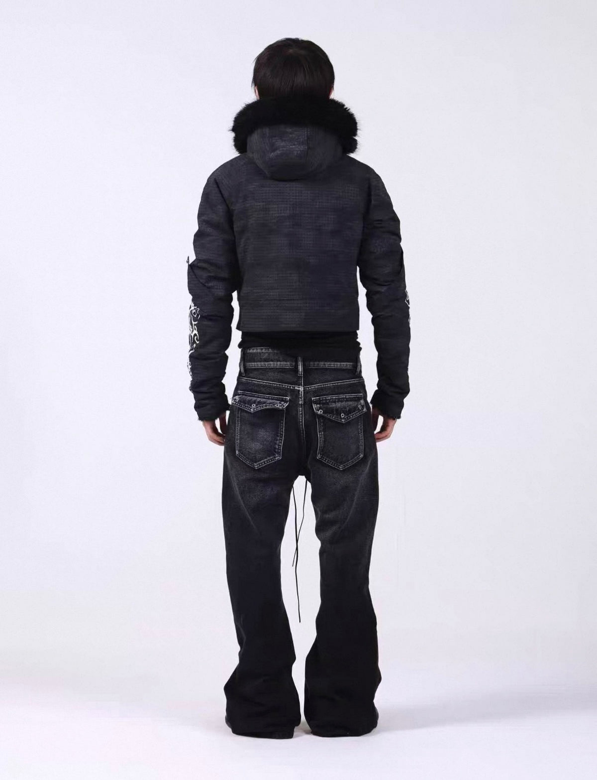 Washed Vintage Fur Collar Hooded Jacket