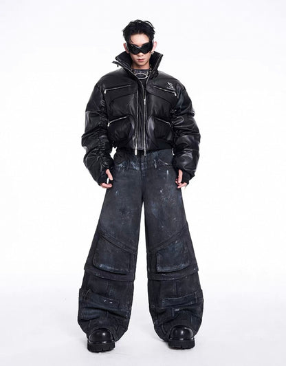 STARTEXCEEDEND PU Leather Bomber Jacket