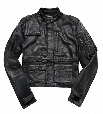 Black M65 Inspired Cropped Padded Denim Jacket