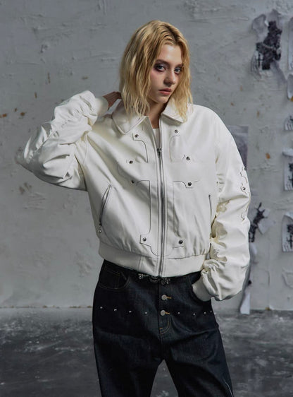 PAIKI PU Leather Bomber Jacket