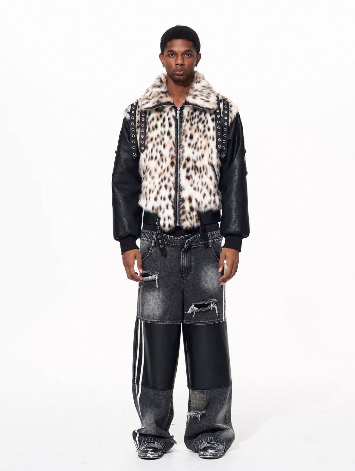 FOURTH3EX Far PU Leather Jacket