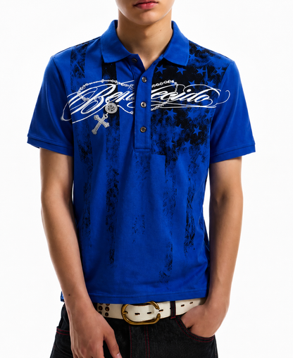 Star All-Over Print Polo Shirt