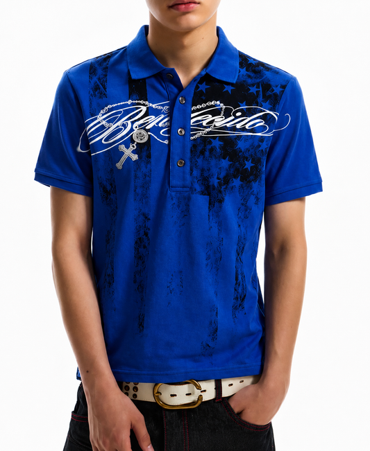 Star All-Over Print Polo Shirt