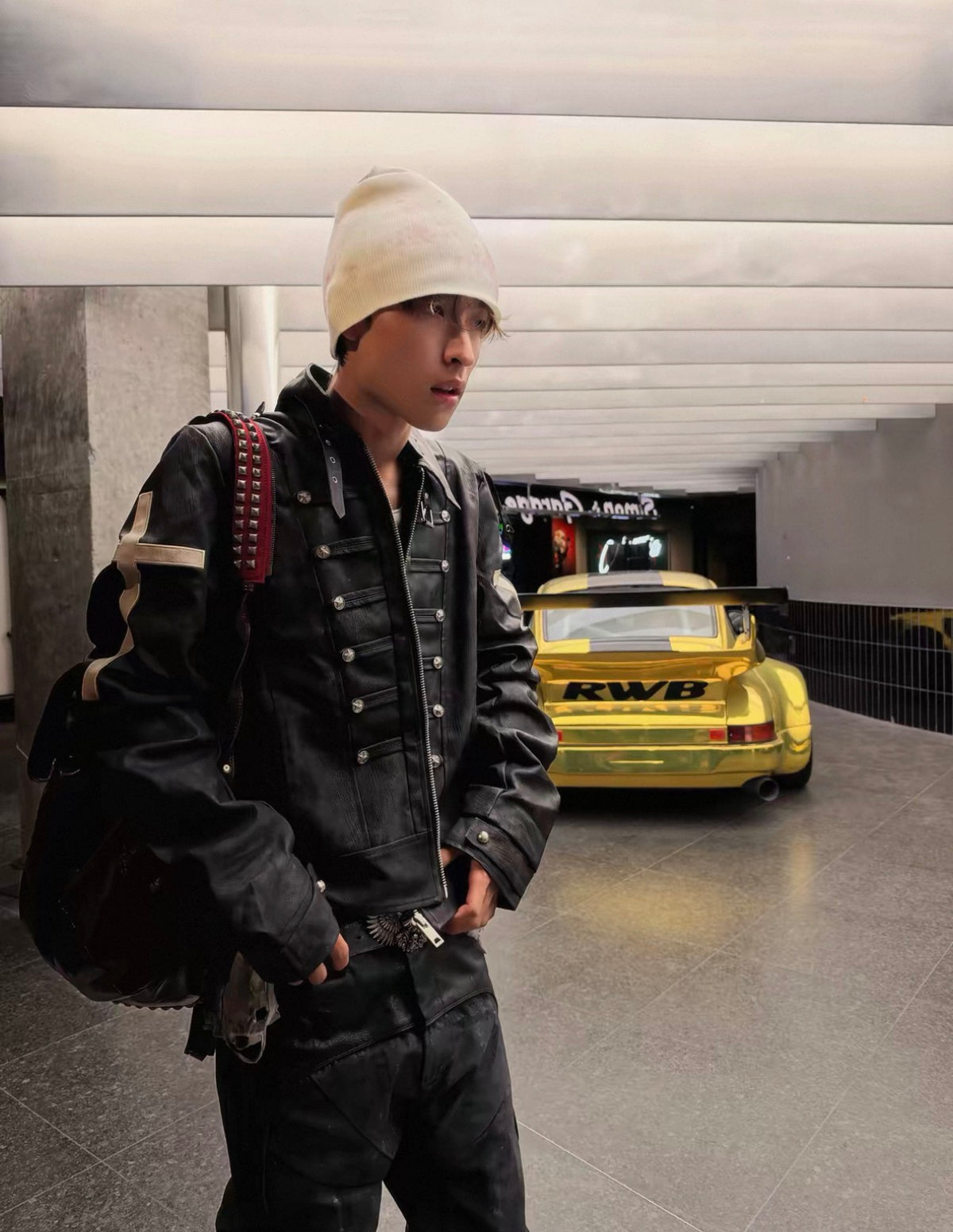 DETW ゴシッククロスバックル スリムレザージャケット SELFISH