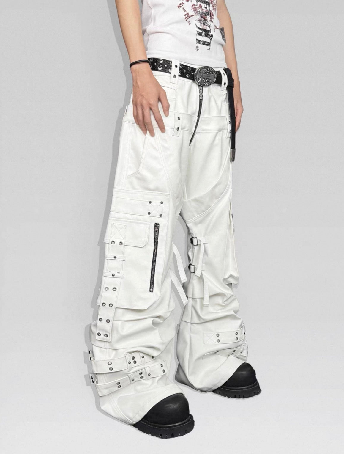 ATANOTHINGNESS Double Waist White Pants