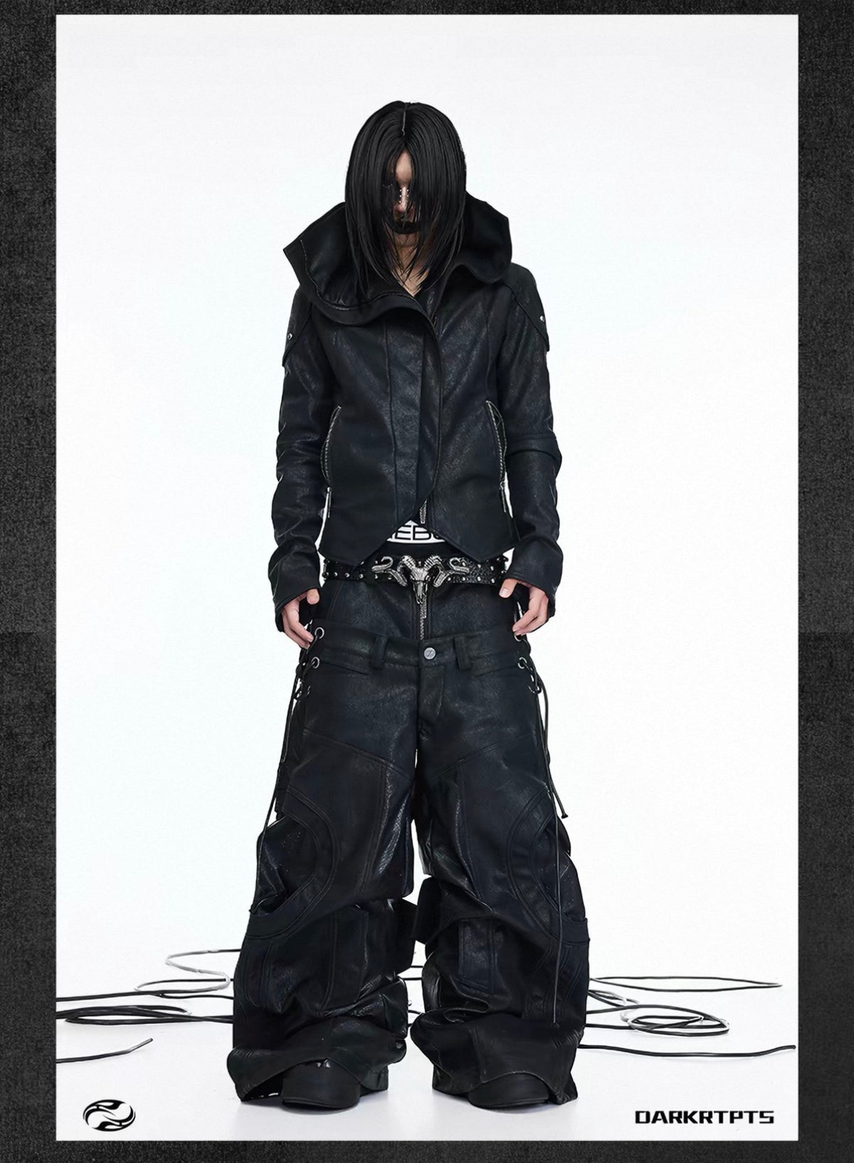 Asymmetric Split Stand Collar Leather Jacket