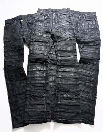 VTPIONEER Distressed Rib Flare Jeans