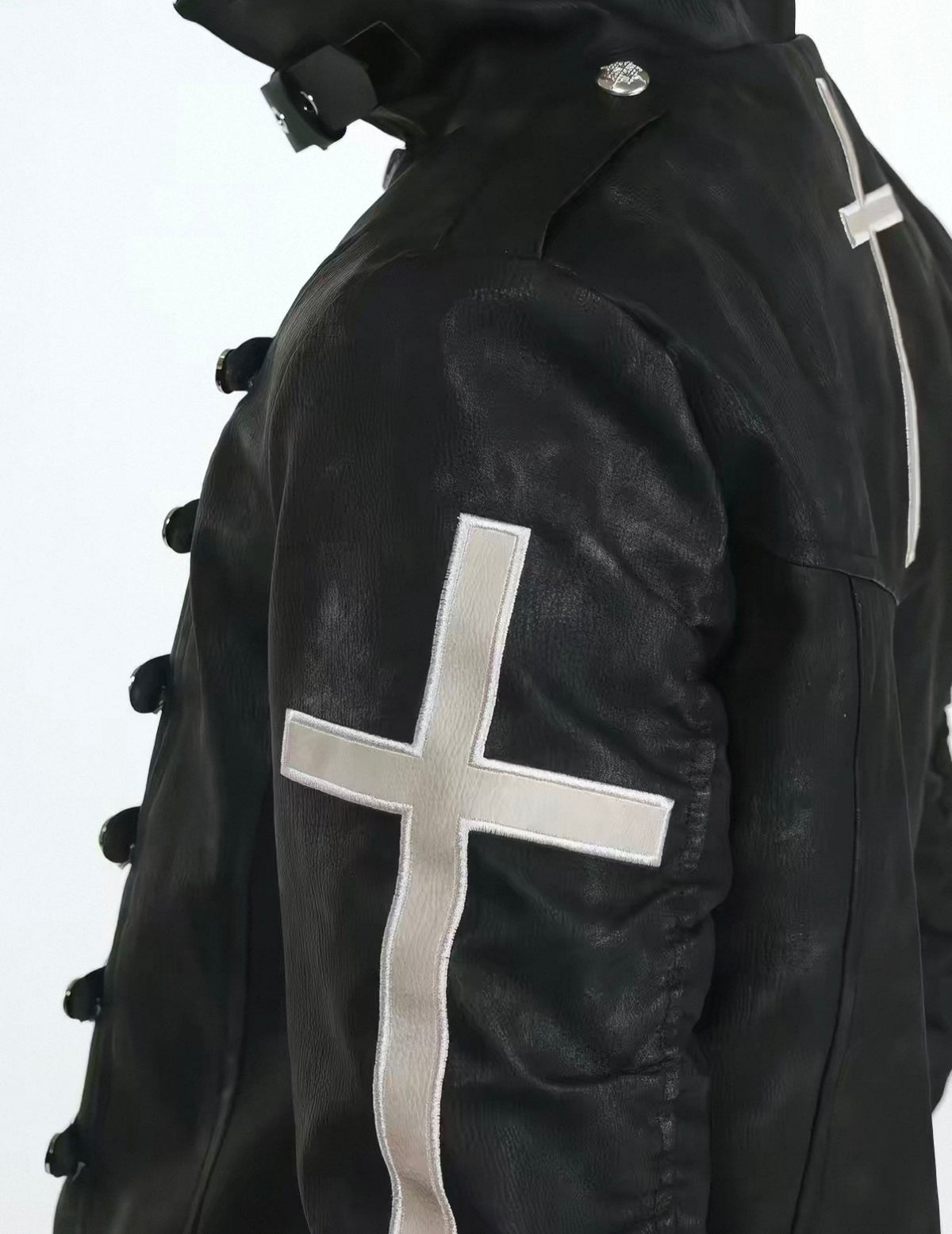 DETW ゴシッククロスバックル スリムレザージャケット SELFISH