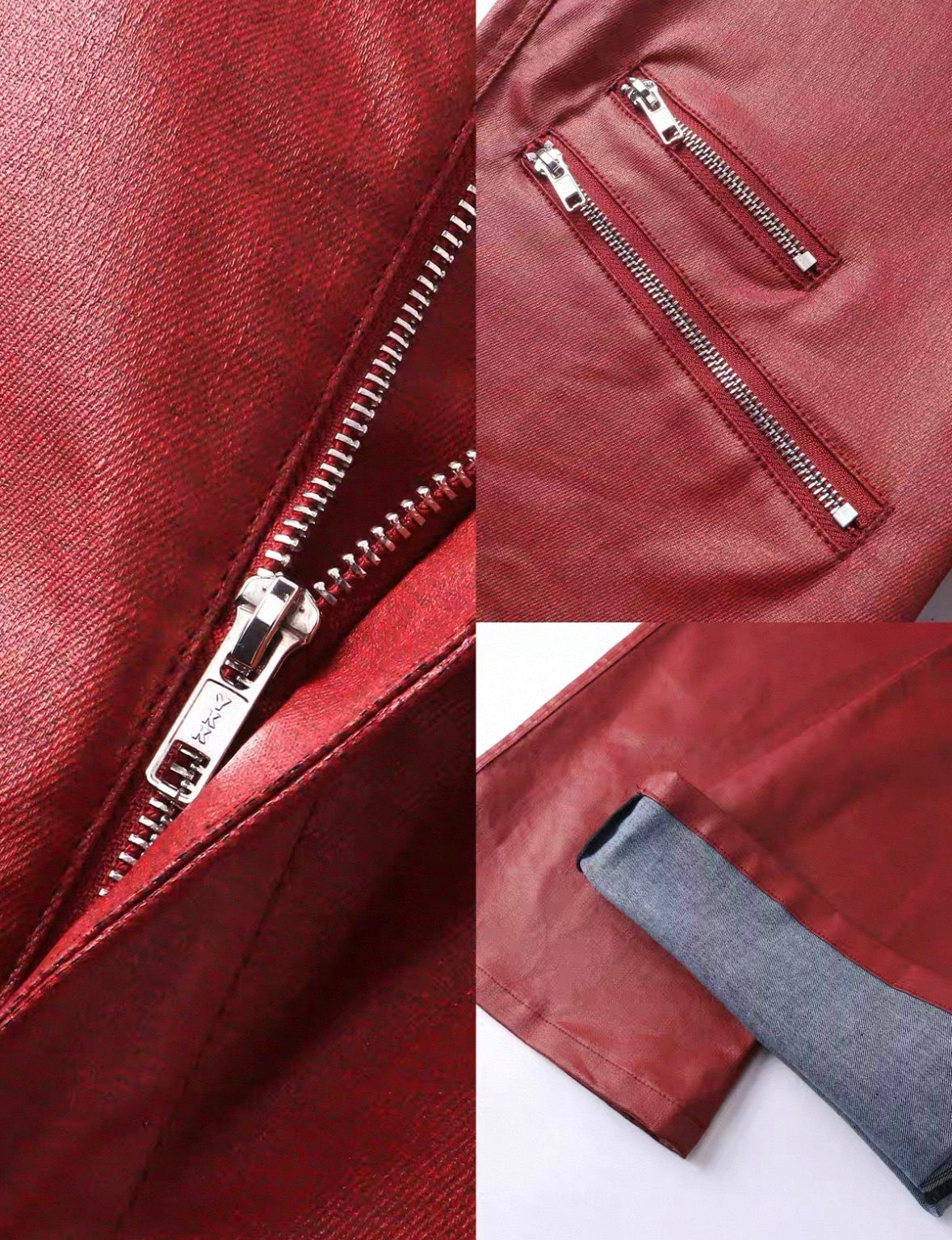 REVEL WAVE Red Lether Flare Pants