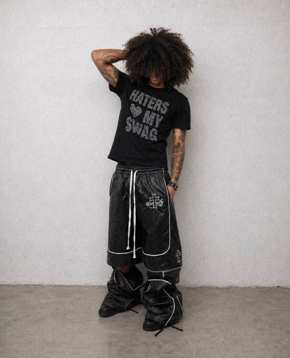 LOSECONTROLEDGE 2Way PU leather half&wide pants