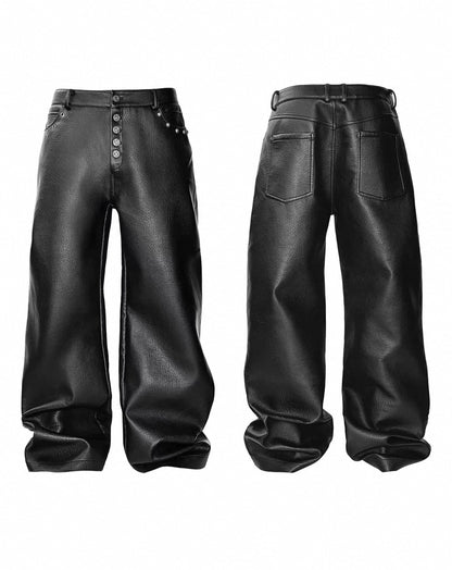 LOSECONTROLEDGE PU leather Wide Pants