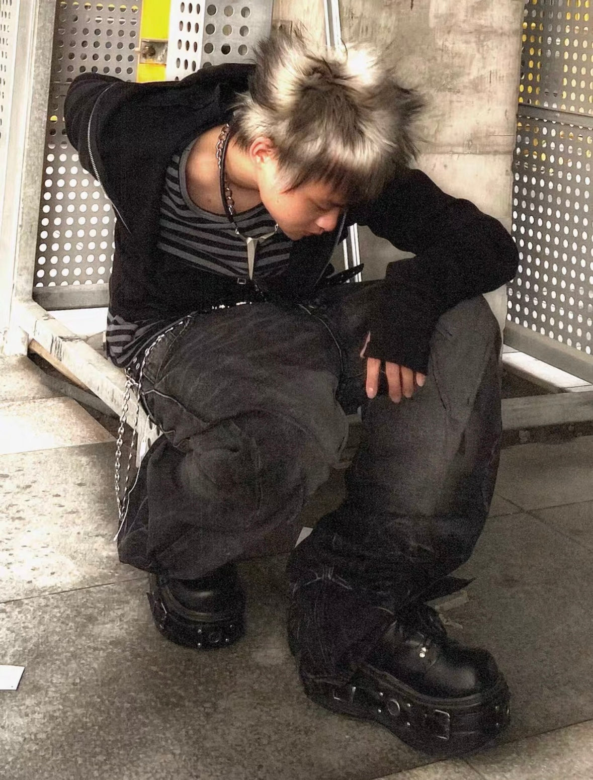 NO E MOSEN Washed Black Baggy Jeans