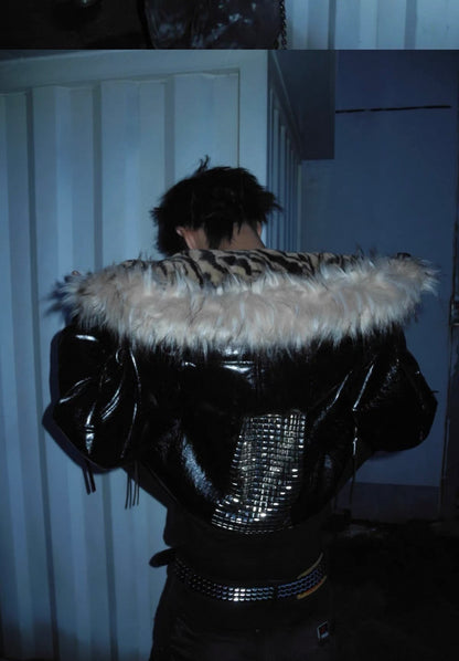 UCAN'TBELIKEME PU Leather Far Jacket