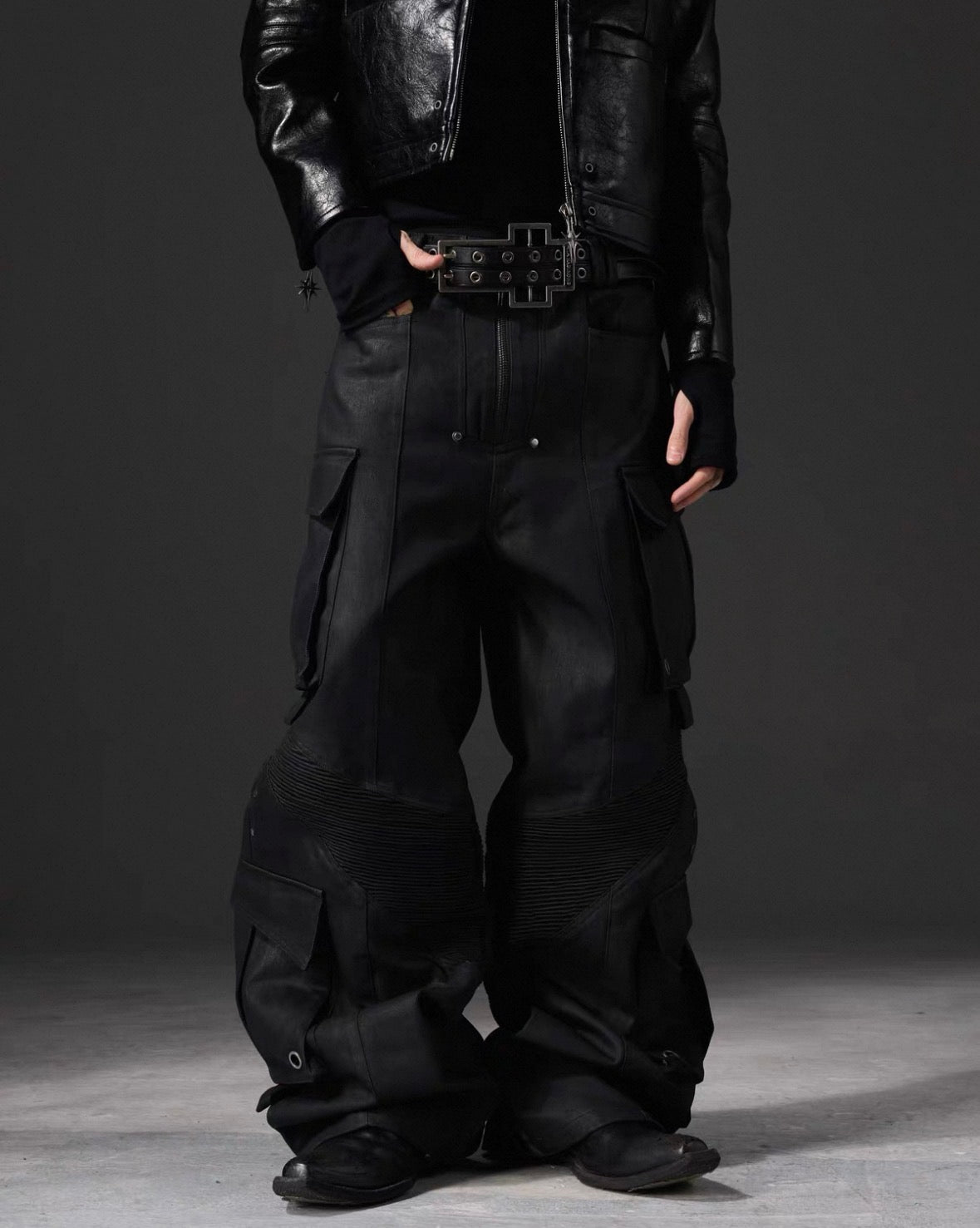 DARKRTPTS Black technical wide pants