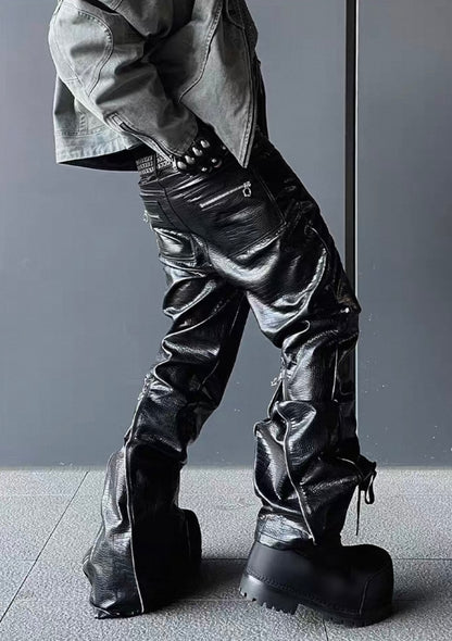 DARK FOG PU Leather Flare Pants