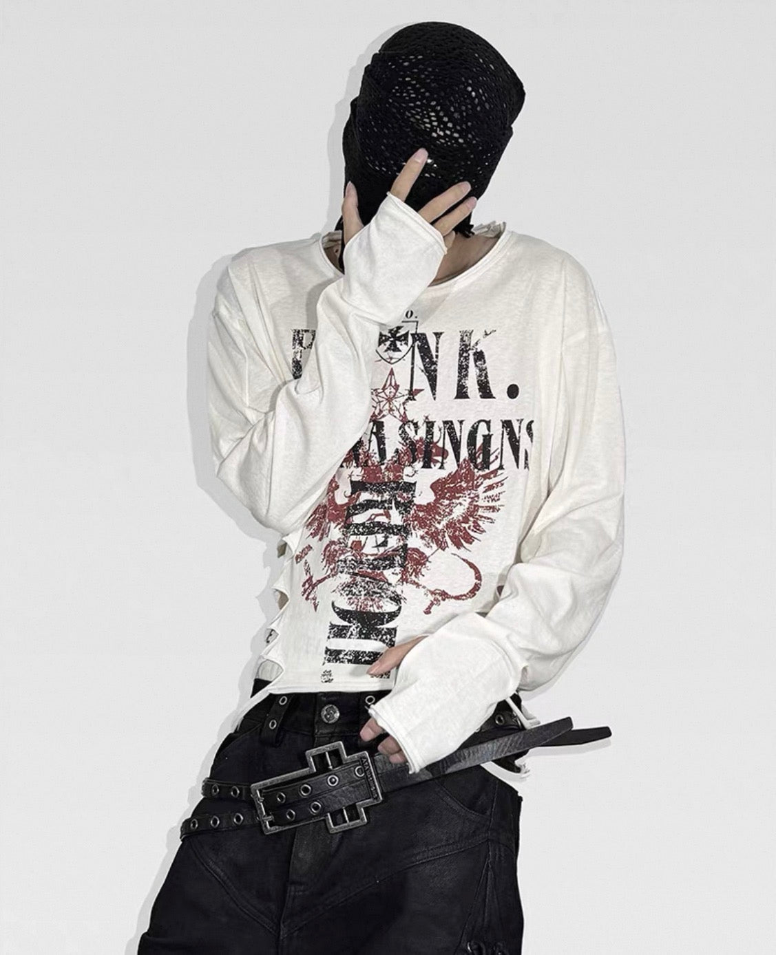 ATANOTHINGNESS ヴィンテージグラフィック 長袖Tシャツ SELFISH
