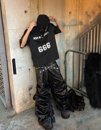 STARTEXCEEDEND Pleats Wide Leather Pants