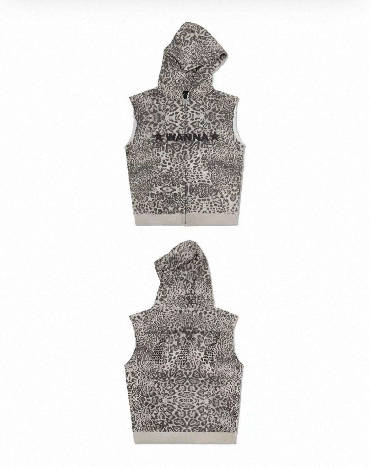 Distressed Sleeveless Zip Hoodie