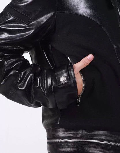 Cross Buckle Wax-Washed Fur Collar Padded Jacket